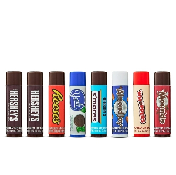 Hershey 8 Pack Flavored Lip Balms Chapstick Full Size Reeses S'mores Almond Joy - Picture 2 of 7